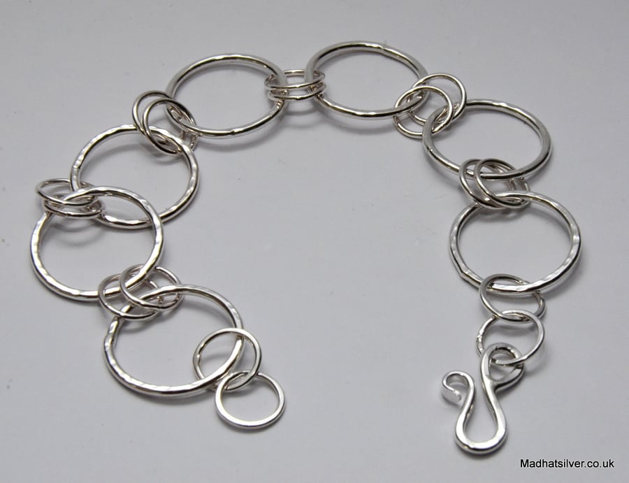 Handmade sterling silver round link bracelet (Reserved)