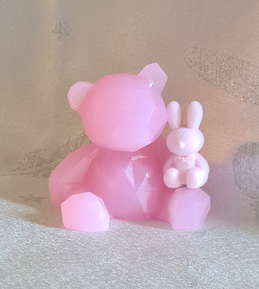 Pale Pink Bear and Bunny Keepsake Ornament 