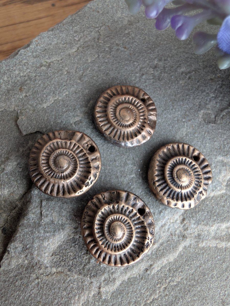 Bronze Ammonite Charms 1 Pair