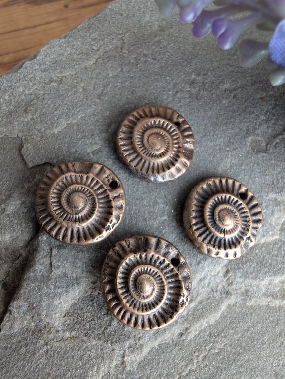 Bronze Ammonite Charms 1 Pair