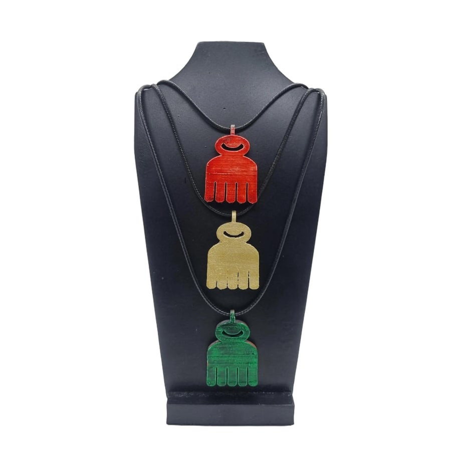 Duafe pendant, ghanaian adinkra comb symbol necklace, african jewellery, akan