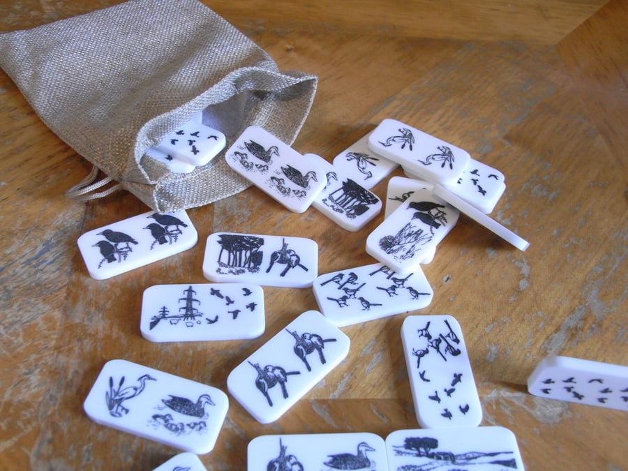 UK Bird Dominoes in a pouch, bird lovers gift, classic game