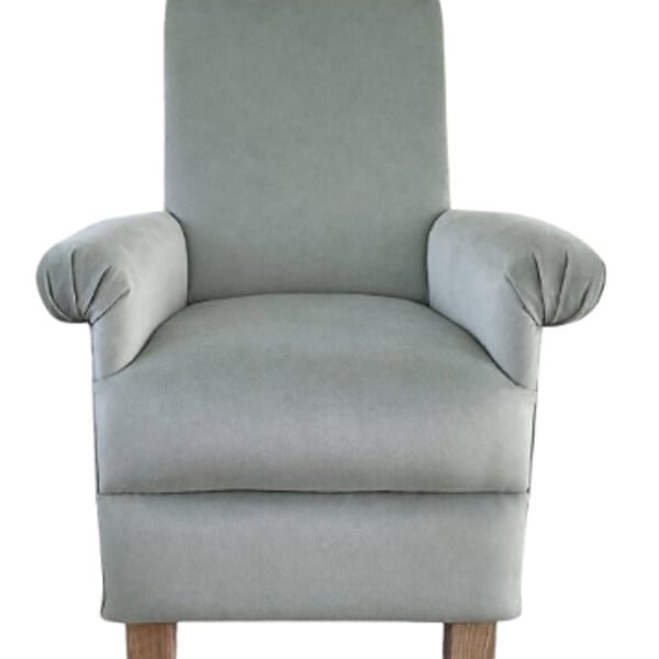 Laura Ashley Green Velvet Adult Armchair Chair Accent Nursery Small Eau De Nil