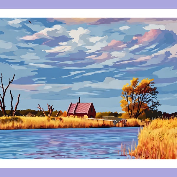 Norfolk Broads Old Hut Norfolk Greeting Card A5 Size 