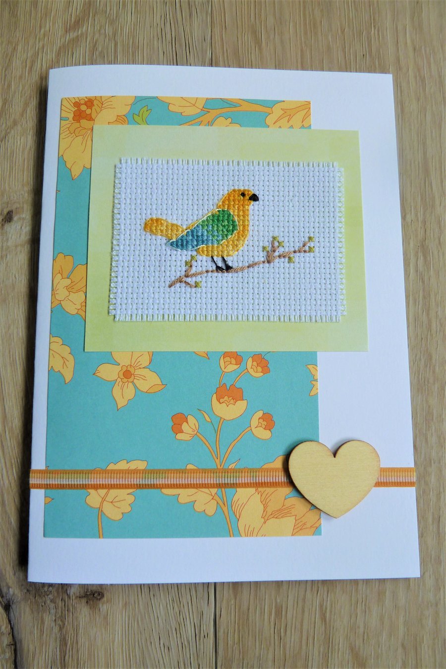 bird cross stitch card