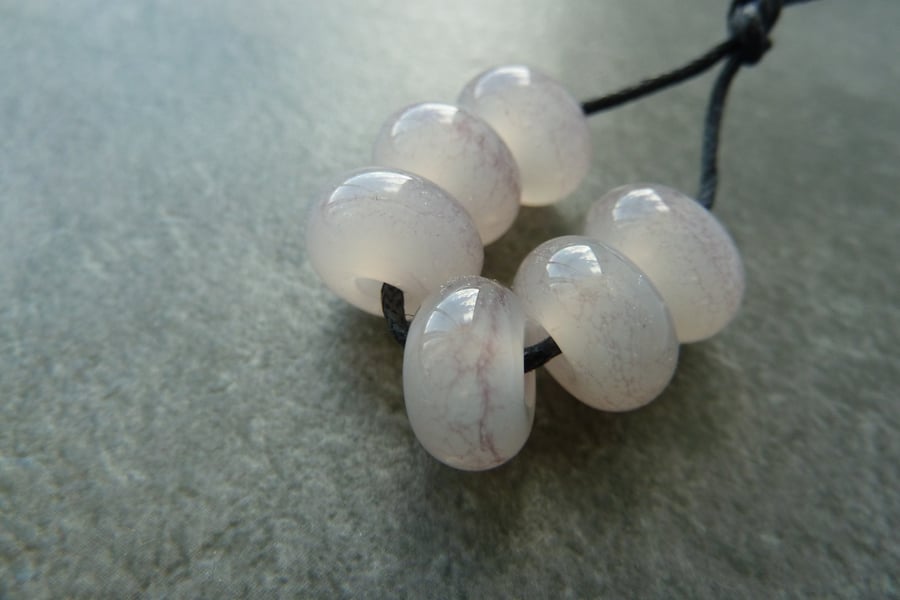 pale lilac lampwork glass spacer beads