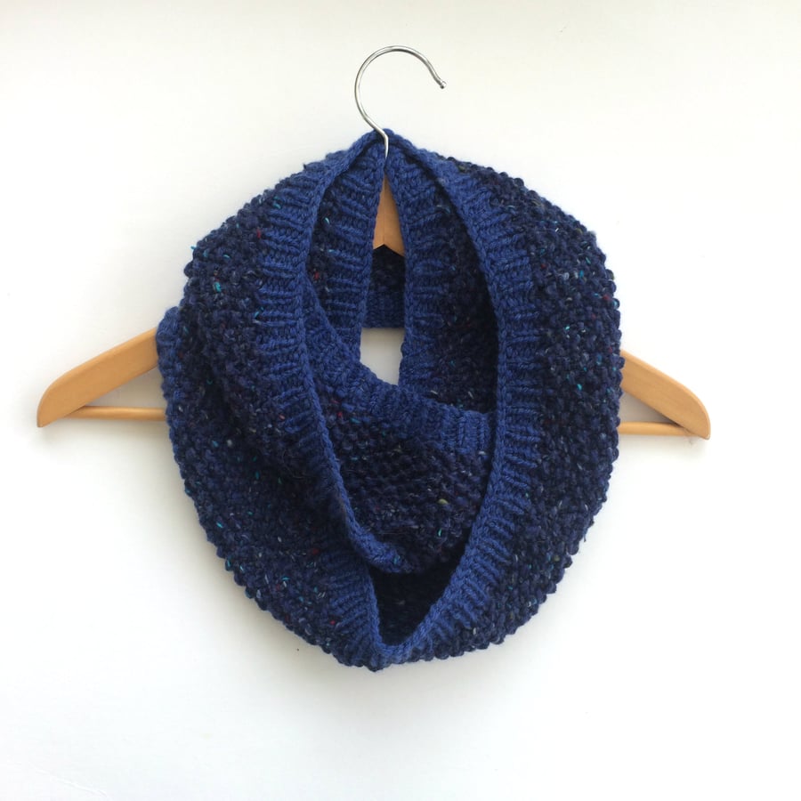 Blue Chunky Knit Cowl