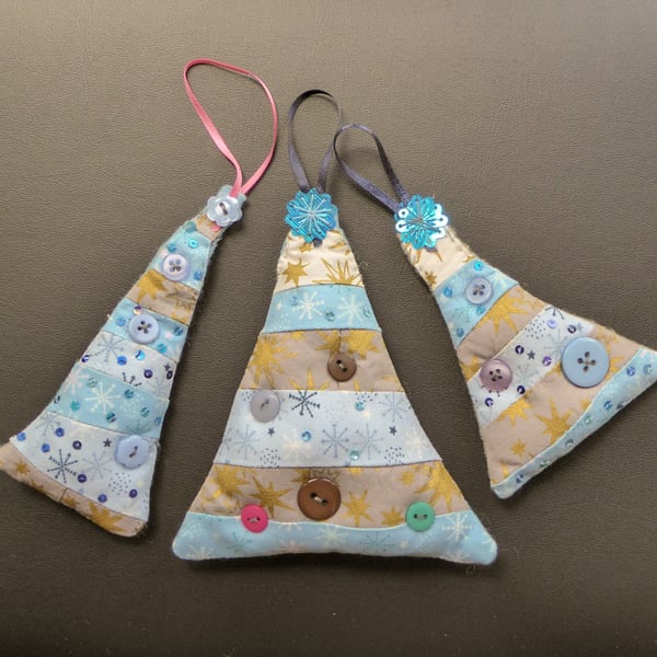 stitched textile hanging decorations