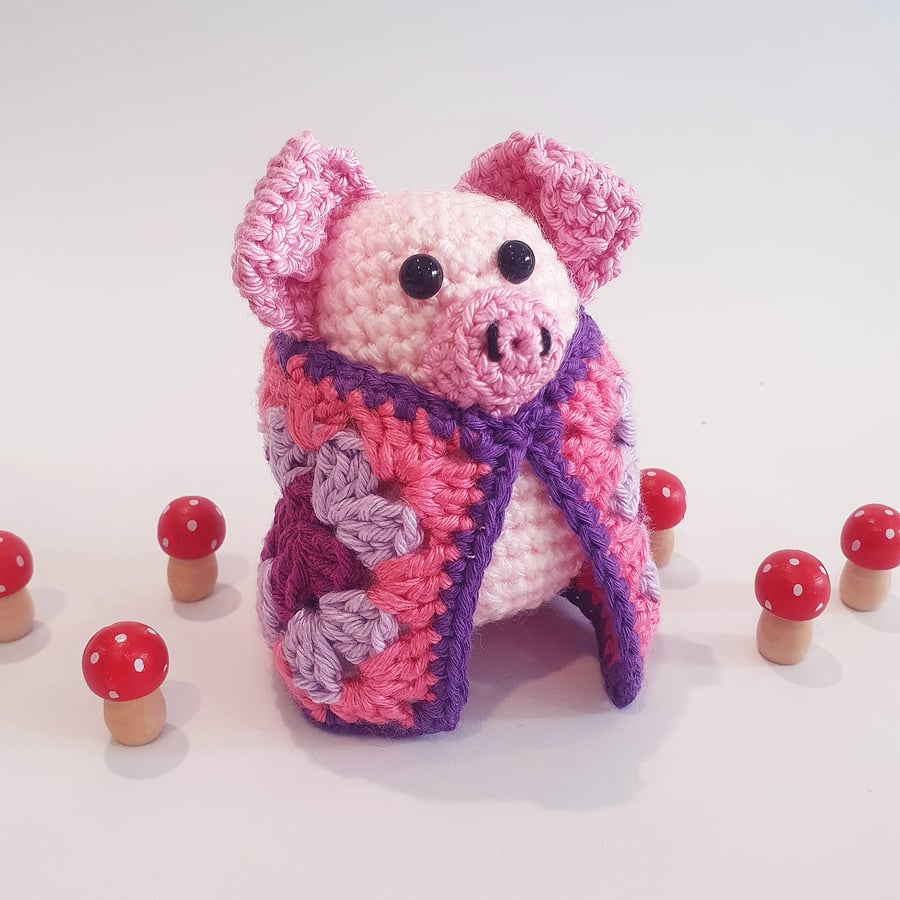 Pig in a Crochet Blanket