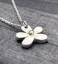 Chunky Daisy Pendant, silver daisy pendant, silver and gold daisy pendant, daisy