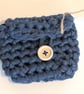 Handmade crochet purse made with navy t-shirt yarn 
