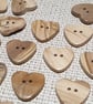 25mm (1") 40L REAL WOOD HEART Buttons x 5 Buttons - Image 7