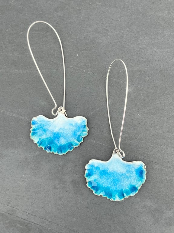 Gingko Leaf Earrings, enamel earrings, Gingko earrings, gift for her, enamel, 