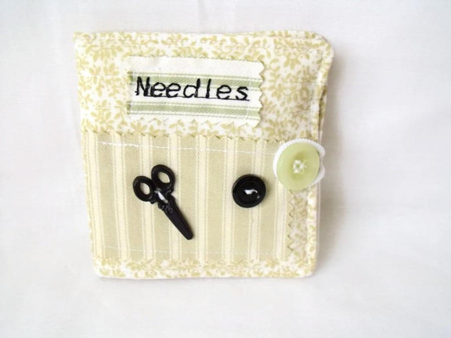 sewing needle keep safe book, pale green
