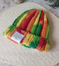 Crochet Hat Beanie Red & Green Age 1-3 Years