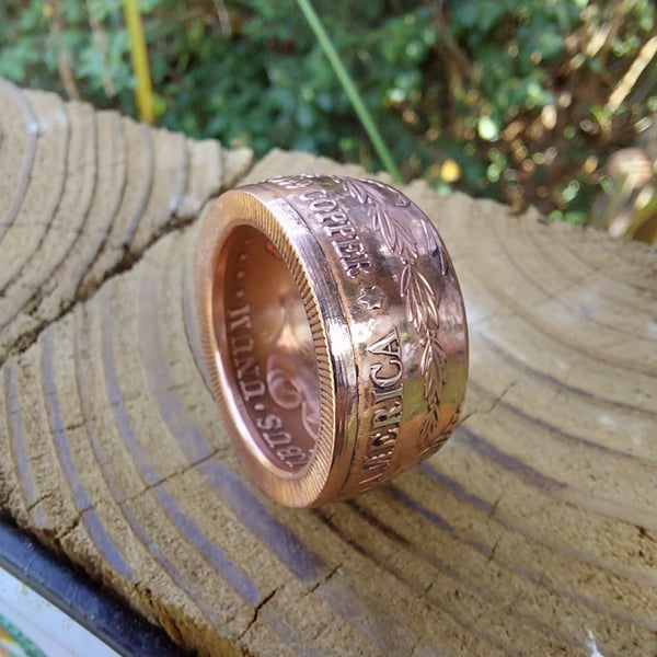 Morgan dollar pure copper coin ring UK Size Y and a Half
