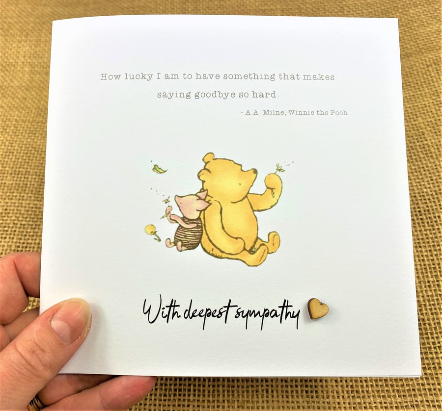 Winnie the Pooh Condolence Sympathy Card - Handmade and Personalised options