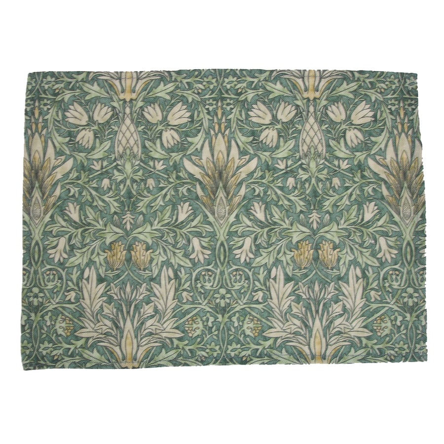 Placemat William Morris Green Snakeshead Yellow Grey Table Setting 14"x10"