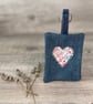Denim Keyring with Floral Liberty of London Fabric Heart  - Image 1