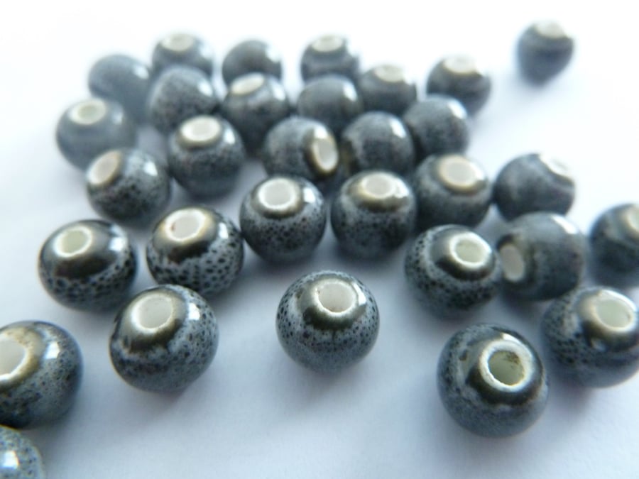 5mm grey porcelain beads