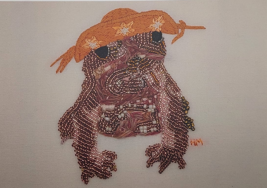 Spotted Toad wearing South American hat - A5 print