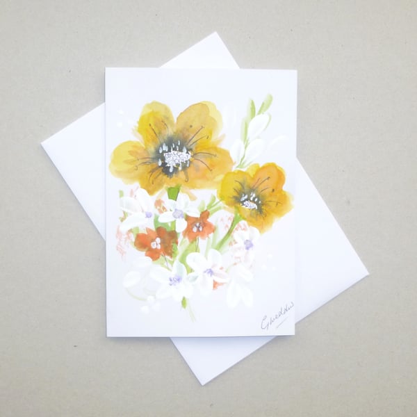 hand painted blank floral greetings card ( ref ... - Folksy