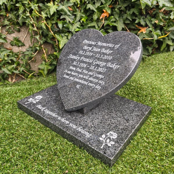 Memorial Grave Plaque Grave Marker Heart grave plaque cemetery stone Gravestone 