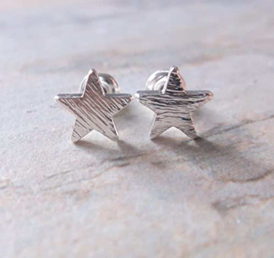 Silver Star Stud Earrings 