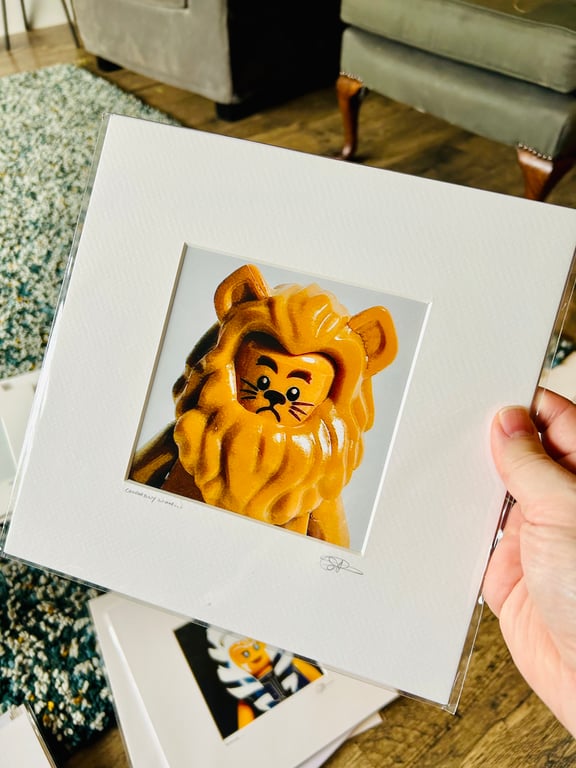 COWARDLY LION - Mounted Lego minifigure photo print 