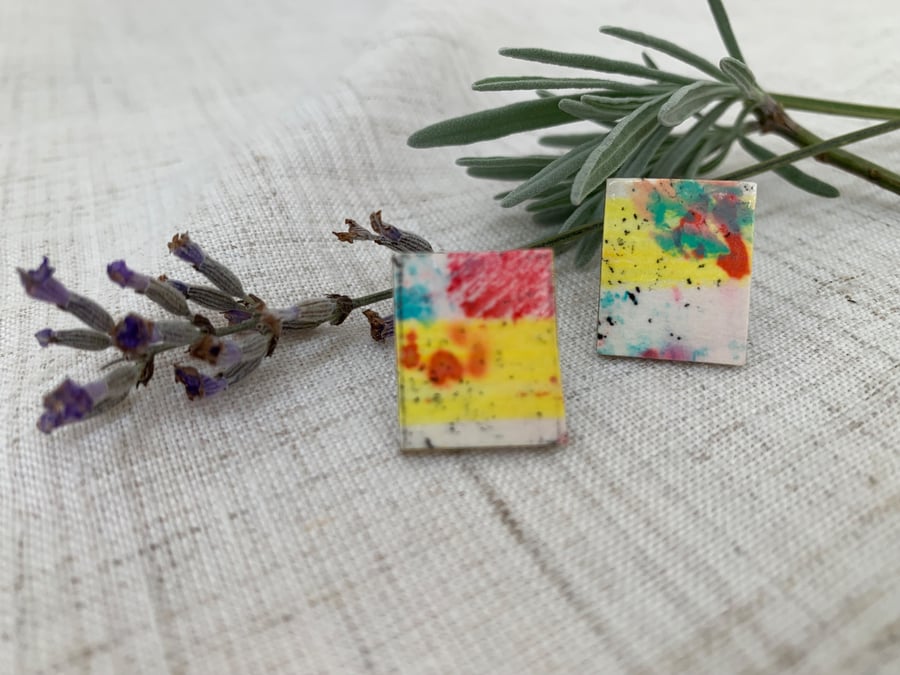 Summer, Stainless Steel Post Earrings.