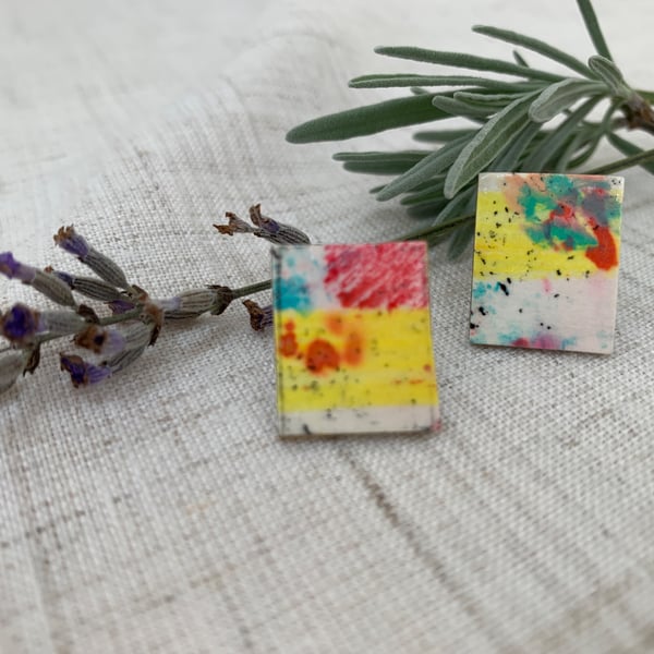 Summer, Stainless Steel Post Earrings.