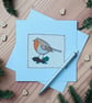 Textile Robin and Holly Christmas Card - Image 1