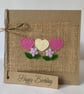 Handmade Birthday card. Hearts and flowers from wool felt. Keepsake card. - Image 2