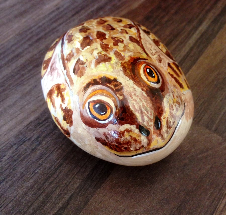 Frog handpainted on rock 