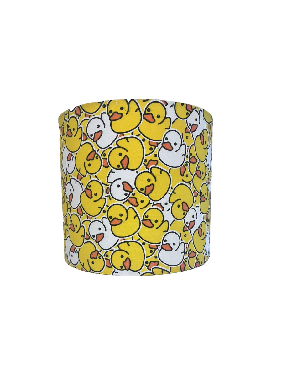 Handmade Rubber Duck Cotton Fabric Lampshade Yellow White