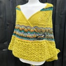 Long grass Grace mohair hand knitted textured lace shawl with crochet edge