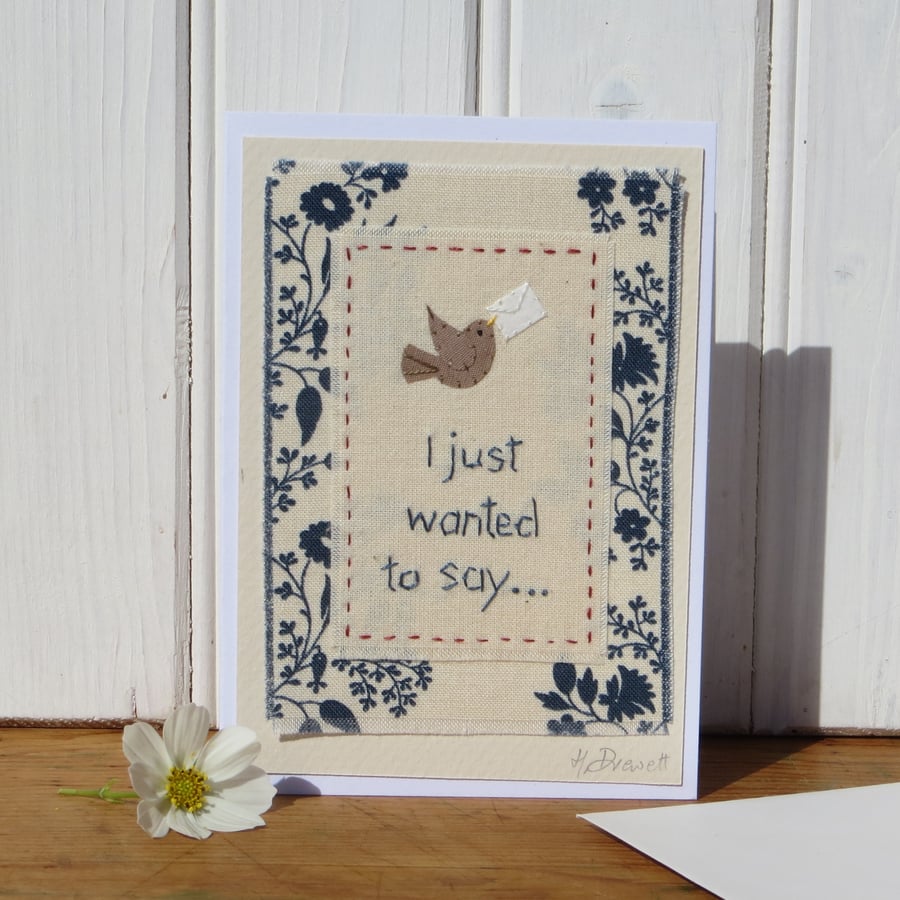A card for a special time, detailed delicate hand-stitched work, a card to keep