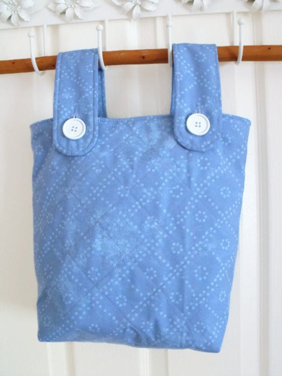 ladies zimmer frame mobility bag, light blue fabric