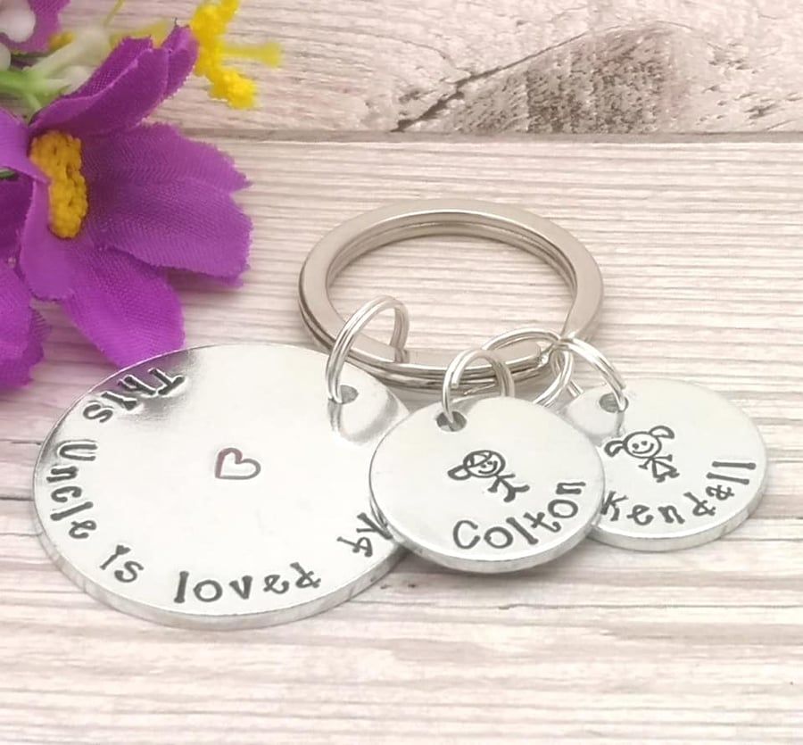 This Uncle Belongs To - Uncle Keyring - Personalised Gift For Uncle - Kids Names