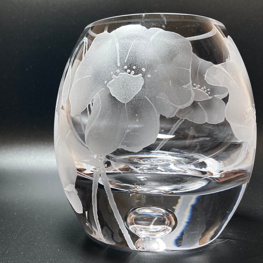 Seconds Sunday - Poppies Glass Tealight Holder