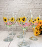 Wine Glass Hand Painted With Sunflowers  - Image 2