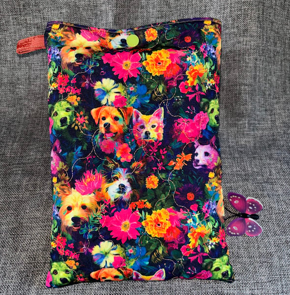 Bright Colours Dog Book Sleeve, Cover, Pouch