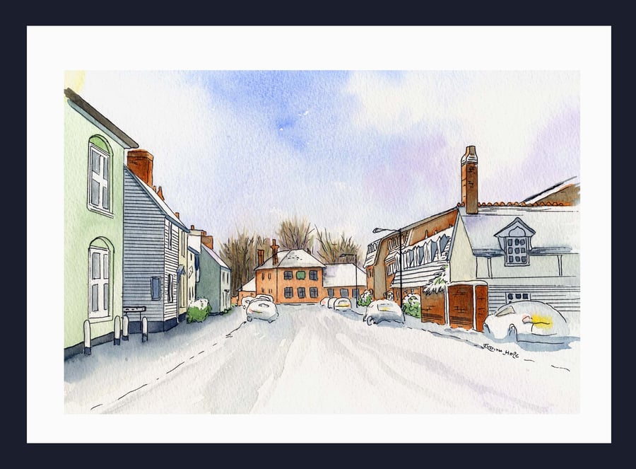 The High Street, Burnham-on-Crouch, in Snow