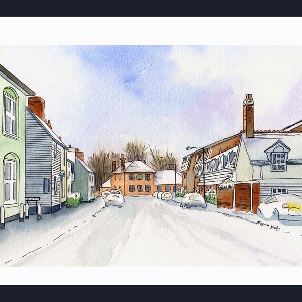 The High Street, Burnham-on-Crouch, in Snow