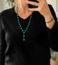 Turquoise & Black Beaded Necklace and Bracelet Set - Handmade Boho Jewellery. - Image 2