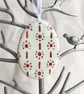 Summer seconds Green Pottery Easter Egg decoration plum coloured pattern  - Image 1