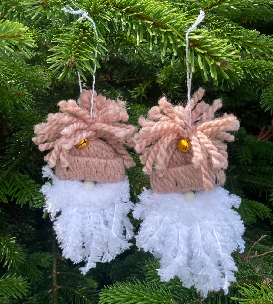 Set of two Woolly Gnome or Tomte Christmas Decoration. Christmas Decoration. 