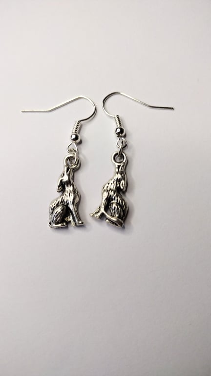 Wolf charm earrings 