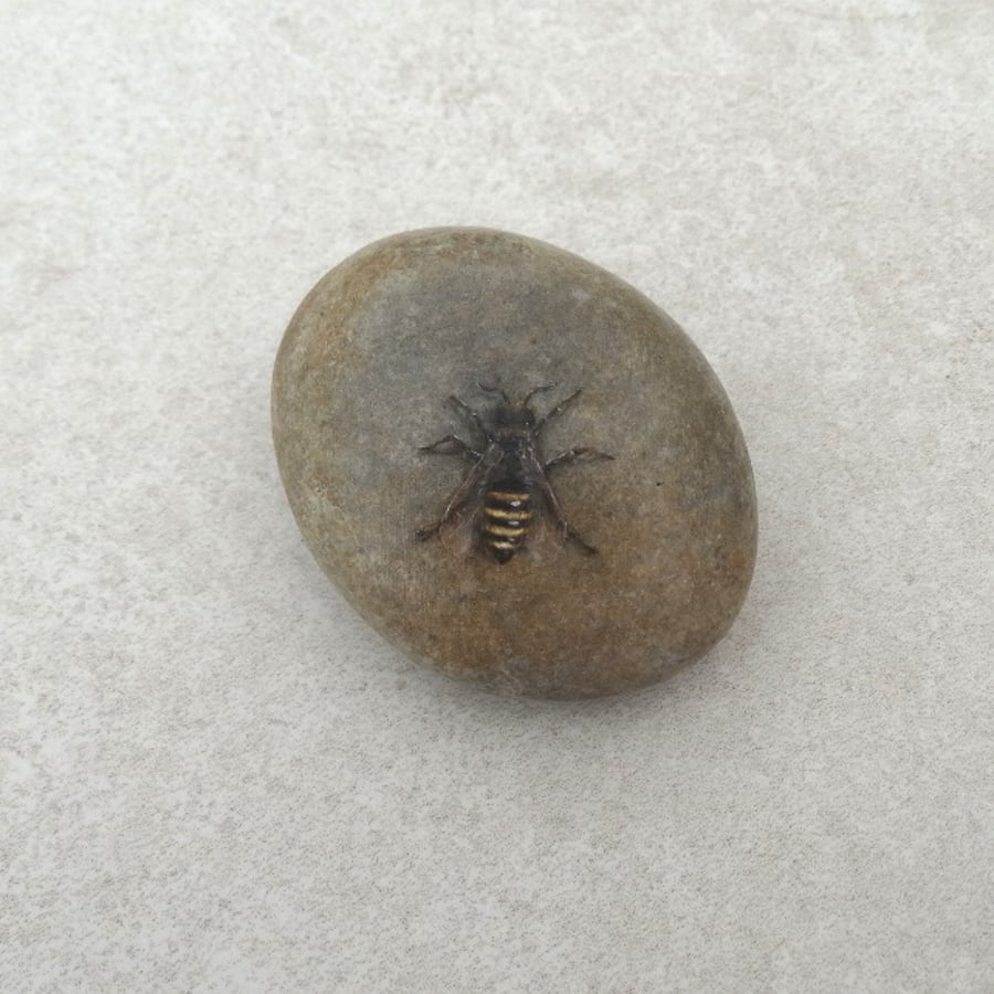 Painted Stone Art 'Honeybee'