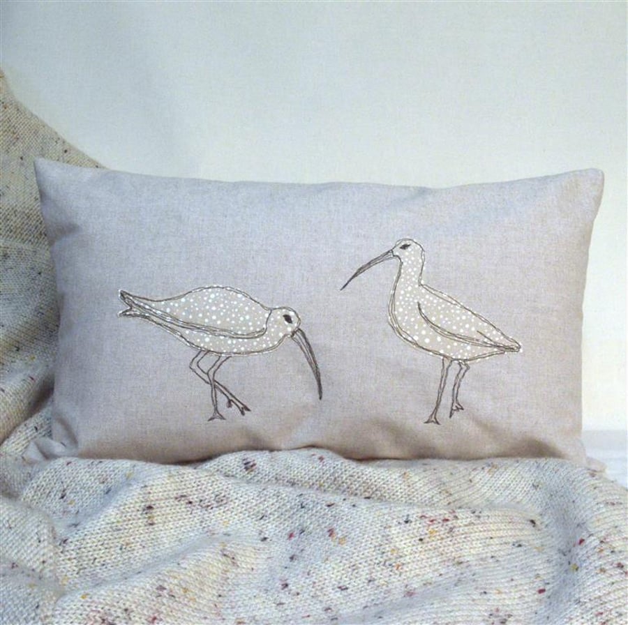 Cushion Curlew Handmade Freehand Machine Embroidered MOTHERS DAY GIFT